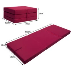 Folding Mattress Guest Bed Z-Bed Foldable Futon Portable Cover Single Day Bed Soft Foam Red -Home Sale Shop 19517108 4