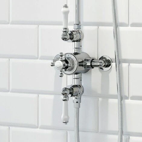 Traditional Thermostatic Mixer Shower Crosshead Valve Round Drench Head 7 Traditional Thermostatic Mixer Shower Crosshead Valve Round Drench Head - Image 5