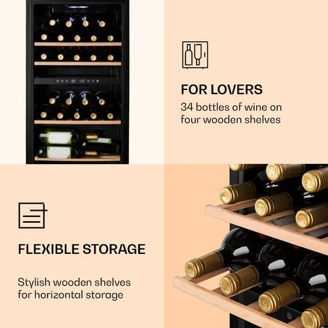 Klarstein Barossa 34 Duo Wine Refrigerator 34 Bottles 80 Litres 2 Zones Touch Control 7 Klarstein Barossa 34 Duo Wine Refrigerator 34 Bottles 80 Litres 2 Zones Touch Control - Image 5
