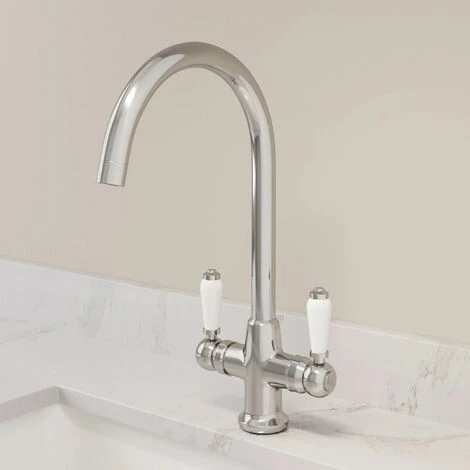 Sauber Traditional Mono Kitchen Sink Mixer Tap Twin Lever Handles Spout Chrome 3 Sauber Traditional Mono Kitchen Sink Mixer Tap Twin Lever Handles Spout Chrome