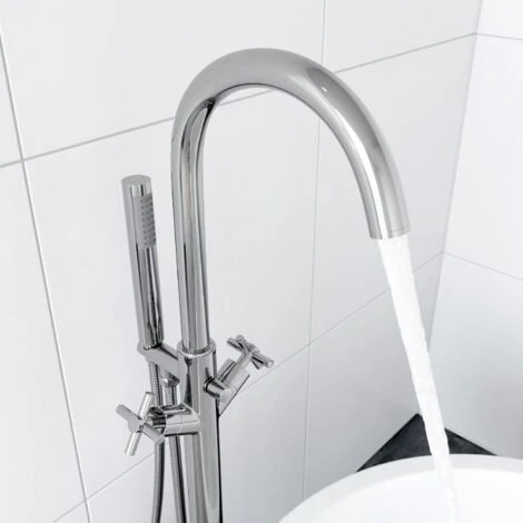 Freestanding Bathroom Tap Bath Shower Mixer Chrome Floor Mounted Free Standing 4 Freestanding Bathroom Tap Bath Shower Mixer Chrome Floor Mounted Free Standing - Image 2