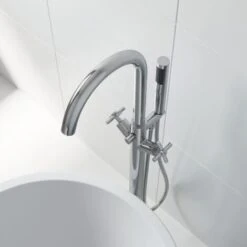 Freestanding Bathroom Tap Bath Shower Mixer Chrome Floor Mounted Free Standing 9 Freestanding Bathroom Tap Bath Shower Mixer Chrome Floor Mounted Free Standing -Home Sale Shop 23631965 3