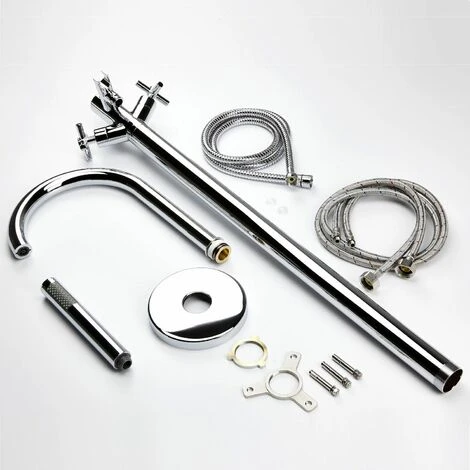 Freestanding Bathroom Tap Bath Shower Mixer Chrome Floor Mounted Free Standing 6 Freestanding Bathroom Tap Bath Shower Mixer Chrome Floor Mounted Free Standing - Image 4