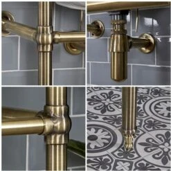 Milano Richmond - Traditional White Ceramic Bathroom Basin Sink With Brushed Gold Washstand - 500mm X 350mm (1 Tap Hole) 9 Milano Richmond - Traditional White Ceramic Bathroom Basin Sink With Brushed Gold Washstand - 500mm X 350mm (1 Tap Hole) -Home Sale Shop 24169904 3