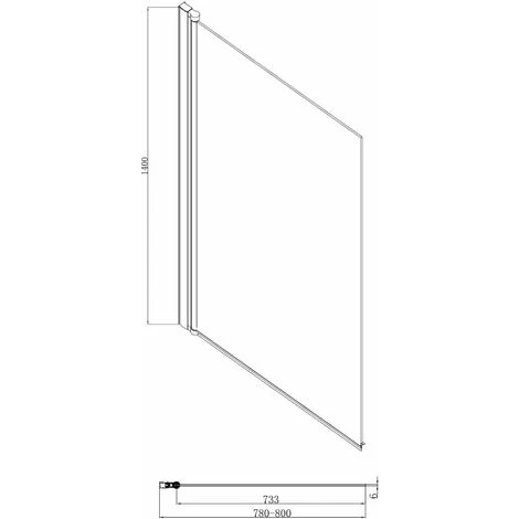 Over Bath Shower Screen Door 800mm Frameless Black Square 6mm Safety Glass Panel 6 Over Bath Shower Screen Door 800mm Frameless Black Square 6mm Safety Glass Panel - Image 4