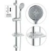 Chrome Stainless Steel Shower Riser Rail Kit + Shower Head + Hose + Soap Dish 2 Chrome Stainless Steel Shower Riser Rail Kit + Shower Head + Hose + Soap Dish -Home Sale Shop 28374680 1