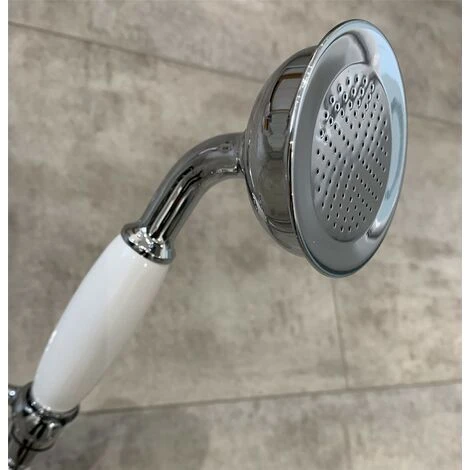 Large Traditional Victorian Shower Head Handset Bath Mixer Ceramic Handle Chrome 5 Large Traditional Victorian Shower Head Handset Bath Mixer Ceramic Handle Chrome - Image 3