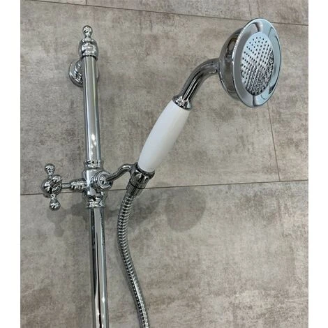 Large Traditional Victorian Shower Head Handset Bath Mixer Ceramic Handle Chrome 6 Large Traditional Victorian Shower Head Handset Bath Mixer Ceramic Handle Chrome - Image 4