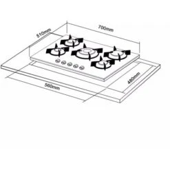 AREBOS Gas Hob 5 Burners Glass Ceramic Incl. Pot Rack & Ignition Fuse Autarkic Suitable For Natural Gas Or Propane Gas Gas Cooker Gas Cooker -Home Sale Shop 28597997 5