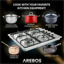 AREBOS Gas Stove 4 Flames Stainless Steel Incl. Grates & Safety Pilot Self-sufficient Suitable For Natural Gas And Propane Gas Gas Hob Gas Cooker 11 AREBOS Gas Stove 4 Flames Stainless Steel Incl. Grates & Safety Pilot Self-sufficient Suitable For Natural Gas And Propane Gas Gas Hob Gas Cooker -Home Sale Shop 28598145 5