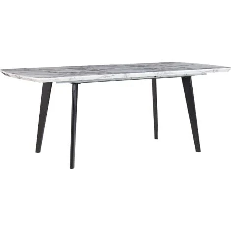 Extending Dining Table 160/200x90cm MDF Marble Effect With Black Iron Legs Mosby 3 Extending Dining Table 160/200x90cm MDF Marble Effect With Black Iron Legs Mosby