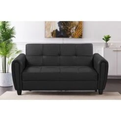 Zinc 2 Seater Sofa Bed With Hidden Storage And Matching Ottoman Bench - Black 9 Zinc 2 Seater Sofa Bed With Hidden Storage And Matching Ottoman Bench - Black -Home Sale Shop 29016741 3