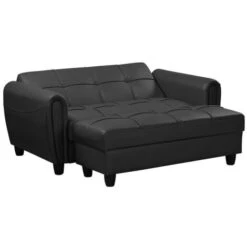 Zinc 2 Seater Sofa Bed With Hidden Storage And Matching Ottoman Bench - Black 10 Zinc 2 Seater Sofa Bed With Hidden Storage And Matching Ottoman Bench - Black -Home Sale Shop 29016741 4