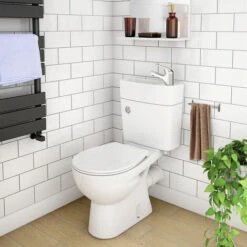 2 In 1 Compact Close Couple Toilet And Basin Combo Space Saver Tap And Waste Set