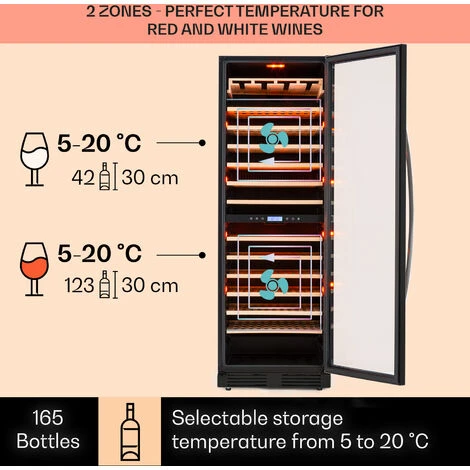 Klarstein Vinovilla Grande 162 Built-in Duo Onyx Edition Wine Fridge 425 Litres 162 Bottles 5 Klarstein Vinovilla Grande 162 Built-in Duo Onyx Edition Wine Fridge 425 Litres 162 Bottles - Image 3
