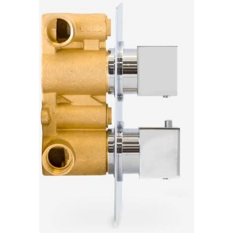 Temel Modern Square 2 Way Concealed Thermostatic Shower Mixer Valve Chrome 4 Temel Modern Square 2 Way Concealed Thermostatic Shower Mixer Valve Chrome - Image 2