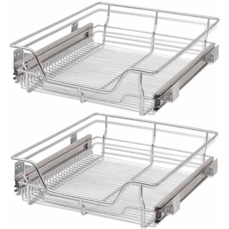 Pull-Out Wire Baskets 2 Pcs Silver 500 Mm VidaXL 3 Pull-Out Wire Baskets 2 Pcs Silver 500 Mm VidaXL