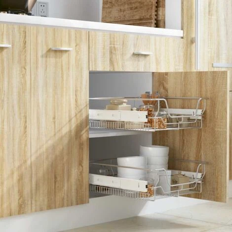 Pull-Out Wire Baskets 2 Pcs Silver 500 Mm VidaXL 4 Pull-Out Wire Baskets 2 Pcs Silver 500 Mm VidaXL - Image 2