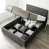 End Lift Ottoman Storage Bed Small Double Black Linen -Home Sale Shop 36319714 1