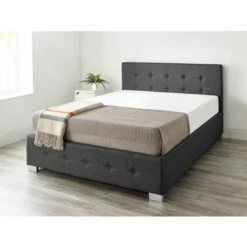 End Lift Ottoman Storage Bed Small Double Black Linen 9 End Lift Ottoman Storage Bed Small Double Black Linen -Home Sale Shop 36319714 3