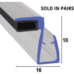 Magnetic Shower Seal For Screens Or Doors | Fits 4, 5 Or 6mm Glass | Sold As Pairs | MAG034 (200cm)