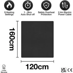 Dreamcatcher Deluxe Black Electric Heated Throw, 160 X 120cm Soft Fleece Throw Blanket 9 Dreamcatcher Deluxe Black Electric Heated Throw, 160 X 120cm Soft Fleece Throw Blanket -Home Sale Shop 39608724 3