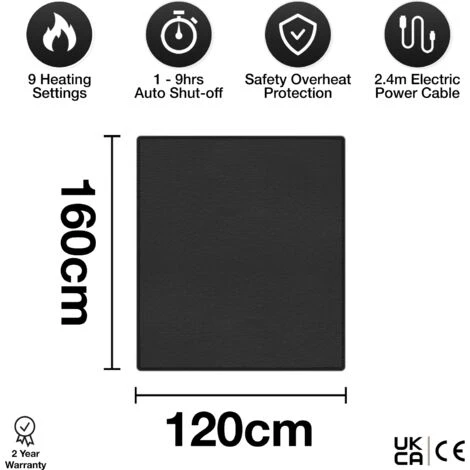 Dreamcatcher Deluxe Black Electric Heated Throw, 160 X 120cm Soft Fleece Throw Blanket 5 Dreamcatcher Deluxe Black Electric Heated Throw, 160 X 120cm Soft Fleece Throw Blanket - Image 3