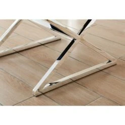 Oxford Modern Grey Velvet And Silver Chrome Stool -Home Sale Shop 40459096 3