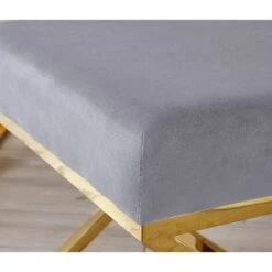 Oxford Modern Grey Velvet And Silver Chrome Stool -Home Sale Shop 40459096 4