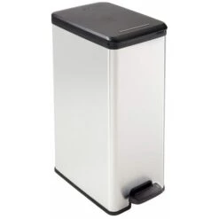 Curver Slim Line Stainless Steel Effect Deco Pedal Bin 40L - 213298