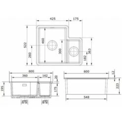 Rangemaster Rustique Kitchen Sink Left Hand 1.3 Bowl Ceramic 90mm Strainer Waste 9 Rangemaster Rustique Kitchen Sink Left Hand 1.3 Bowl Ceramic 90mm Strainer Waste -Home Sale Shop 44170390 3