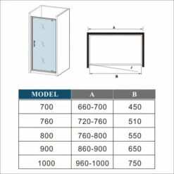 Acezanble 700mm Framed Pivot Shower Door Enclosure 1850mm Height Safety Tempered Glass Screen -Home Sale Shop 44820802 4