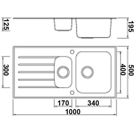 Sauber Kitchen Sink 1.5 Bowl LH Drainer Black Glass Stainless Steel Inset Waste 5 Sauber Kitchen Sink 1.5 Bowl LH Drainer Black Glass Stainless Steel Inset Waste - Image 3
