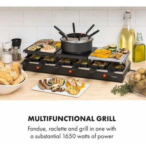 Klarstein Fonduelette XL, 3-in-1 Raclette Grill & Fondue, Natural Stone, 1650W, 12 People 4 Klarstein Fonduelette XL, 3-in-1 Raclette Grill & Fondue, Natural Stone, 1650W, 12 People - Image 2