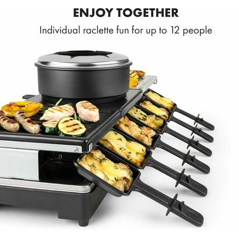 Klarstein Fonduelette XL, 3-in-1 Raclette Grill & Fondue, Natural Stone, 1650W, 12 People 7 Klarstein Fonduelette XL, 3-in-1 Raclette Grill & Fondue, Natural Stone, 1650W, 12 People - Image 5