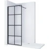 ELEGANT 700mm Black Aluminium Framed Walk In Shower Enclosure Wet Room 8mm Safety Tempered Glass Bathroom Screen