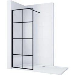 ELEGANT 700mm Black Aluminium Framed Walk In Shower Enclosure Wet Room 8mm Safety Tempered Glass Bathroom Screen