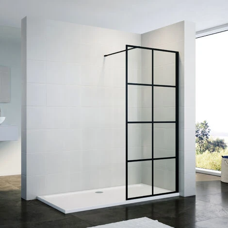 ELEGANT 700mm Black Aluminium Framed Walk In Shower Enclosure Wet Room 8mm Safety Tempered Glass Bathroom Screen 4 ELEGANT 700mm Black Aluminium Framed Walk In Shower Enclosure Wet Room 8mm Safety Tempered Glass Bathroom Screen - Image 2