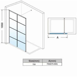 ELEGANT 700mm Black Aluminium Framed Walk In Shower Enclosure Wet Room 8mm Safety Tempered Glass Bathroom Screen 11 ELEGANT 700mm Black Aluminium Framed Walk In Shower Enclosure Wet Room 8mm Safety Tempered Glass Bathroom Screen -Home Sale Shop 50048284 5