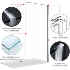 ELEGANT 8mm Easy Clean Glass Shower Enclosure 800mm Main Door With 300mm Flipper Panel And 700mm Side Panel Screen Wet Room + 1400x700mm Bathroom Tray Slate Effect And Free Trap -Home Sale Shop 50317547 3