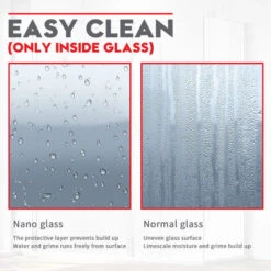 ELEGANT 8mm Easy Clean Glass Shower Enclosure 800mm Main Door With 300mm Flipper Panel And 700mm Side Panel Screen Wet Room + 1400x700mm Bathroom Tray Slate Effect And Free Trap -Home Sale Shop 50317547 5