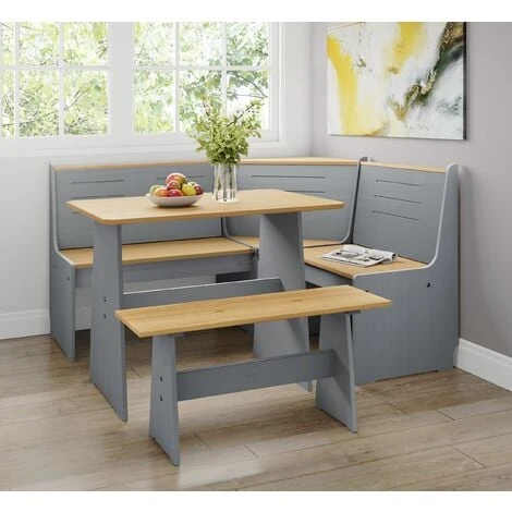 Latham Corner Wooden Dining Table - Grey & Honey V2 3 Latham Corner Wooden Dining Table - Grey & Honey V2