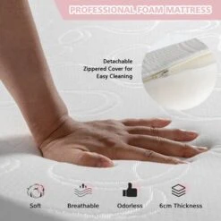 COSTWAY Folding Bed With Mattress, 2-in-1 Convertible Sofa Bed Ottoman, Space-Saving Button Tufted Couch Sleeper Guest Lounger Footstool For Living Room, Bedroom And Office (Pink) 11 COSTWAY Folding Bed With Mattress, 2-in-1 Convertible Sofa Bed Ottoman, Space-Saving Button Tufted Couch Sleeper Guest Lounger Footstool For Living Room, Bedroom And Office (Pink) -Home Sale Shop 50914459 5