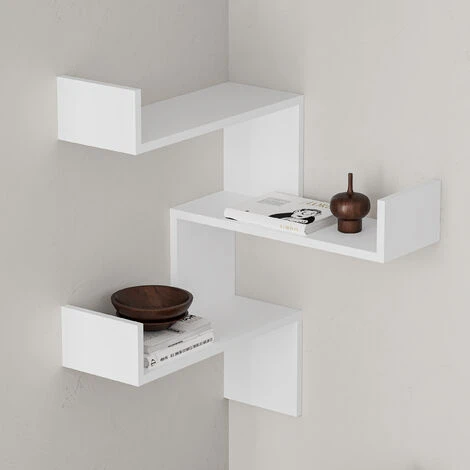 Decortie Luksa Corner Wall Mounted Modern Bookcase Display Unit White W 60cm Medium 6 Decortie Luksa Corner Wall Mounted Modern Bookcase Display Unit White W 60cm Medium - Image 5