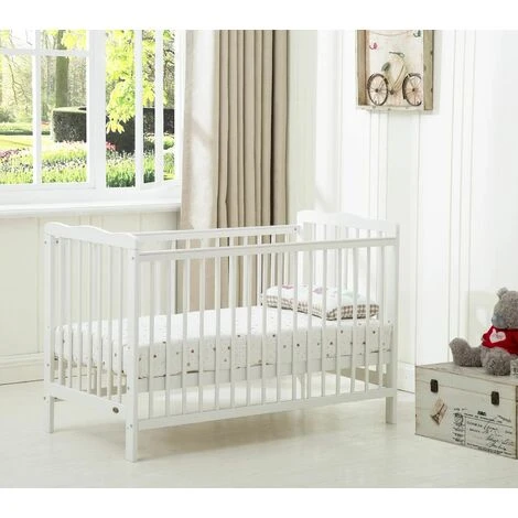 MCC Brooklyn Baby Cot Crib With Water Repellent Mattress WHITE 3 MCC Brooklyn Baby Cot Crib With Water Repellent Mattress WHITE