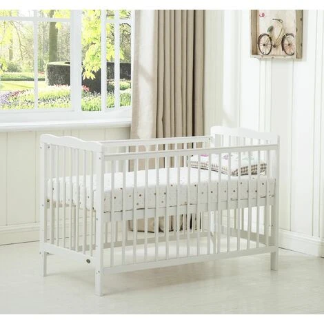 MCC Brooklyn Baby Cot Crib With Water Repellent Mattress WHITE 4 MCC Brooklyn Baby Cot Crib With Water Repellent Mattress WHITE - Image 2