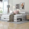 Daybed With Drawer 3FT 90 X 190 Cm Bed Frame With Trundle And Drawer, Guest Bed, Sofa Bed, For Living Room And Bedroom, White