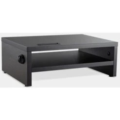 VonHaus Wood Monitor Stand Riser, Desk Monitor Stand With Smart Phone Holder, Ergonomic 2 Tier Storage With Cable Management For Computer, Notebook, IMac, PC