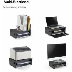 VonHaus Wood Monitor Stand Riser, Desk Monitor Stand With Smart Phone Holder, Ergonomic 2 Tier Storage With Cable Management For Computer, Notebook, IMac, PC -Home Sale Shop 54924454 4