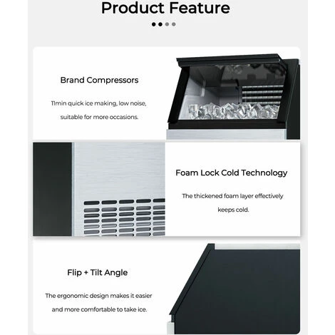 50KG/24H Ice Maker Commercial Ice Cube Making Machine Self-Cleaning Home Office 4 50KG/24H Ice Maker Commercial Ice Cube Making Machine Self-Cleaning Home Office - Image 2